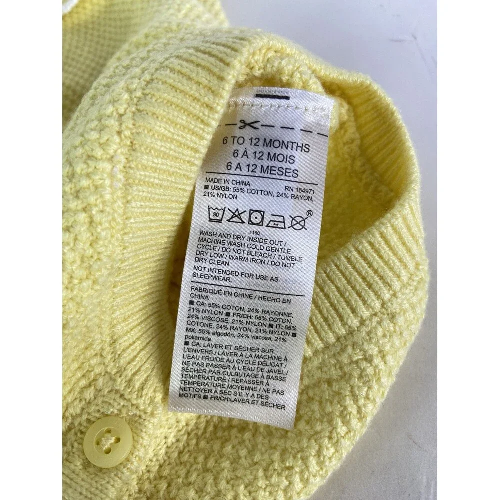 Janie and Jack Baby One Piece Knit Bodysuit Yellow Sweater Romper 6-12 Months
